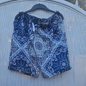 Navy Paisley Women's Cargo Shorts